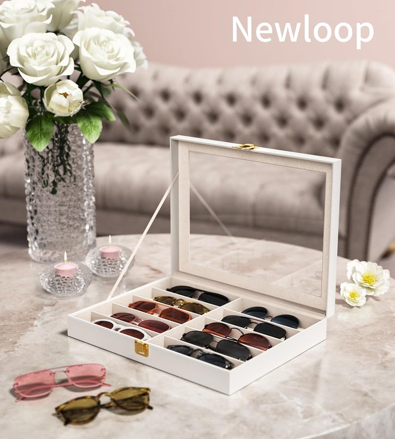 NEWLOOP Store 10/30 Slots Sunglass Organizer for Multiple Pairs of Eyeglass See-through Display Case Storage Box for Women Men - Image 2